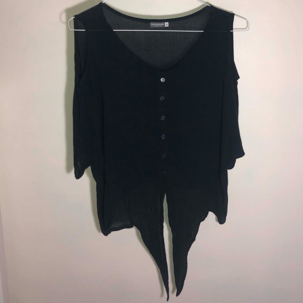 Earthbound Trading Co. Black Button Down Shirt with Tie